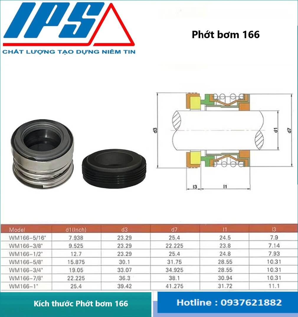 Phớt máy bơm 166